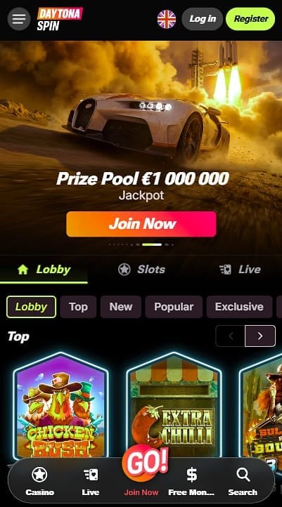 Daytonaspin aplikacja mobilna - interfejs i pierwsze wrażenie